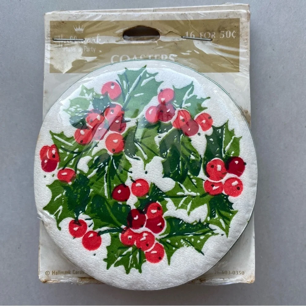 NOS Vintage Hallmark Holiday Christmas Paper Coasters NEW 2 Package Bundle